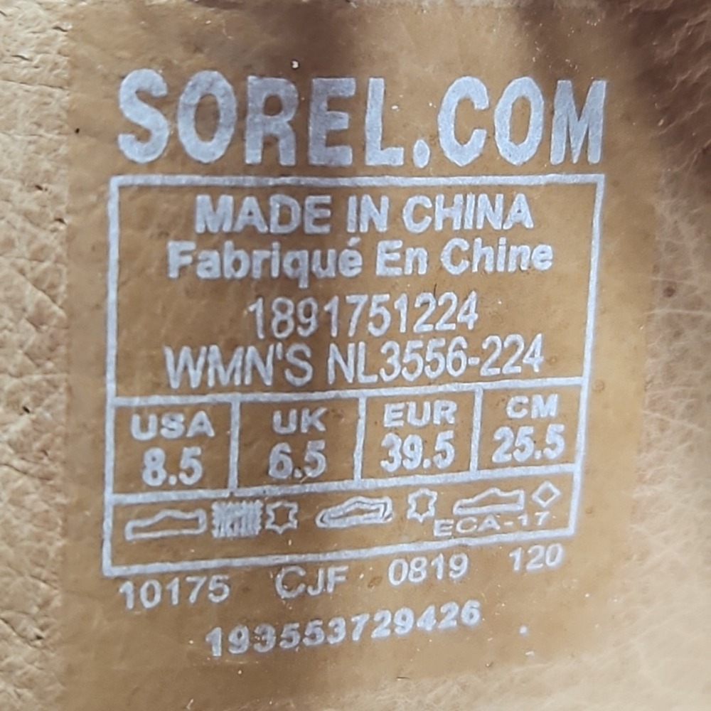 Sorel Joanie II Sandals‎ Womens 8.5 Brown Tan Leather Strappy Platform Wedge Lug - Picture 7 of 9